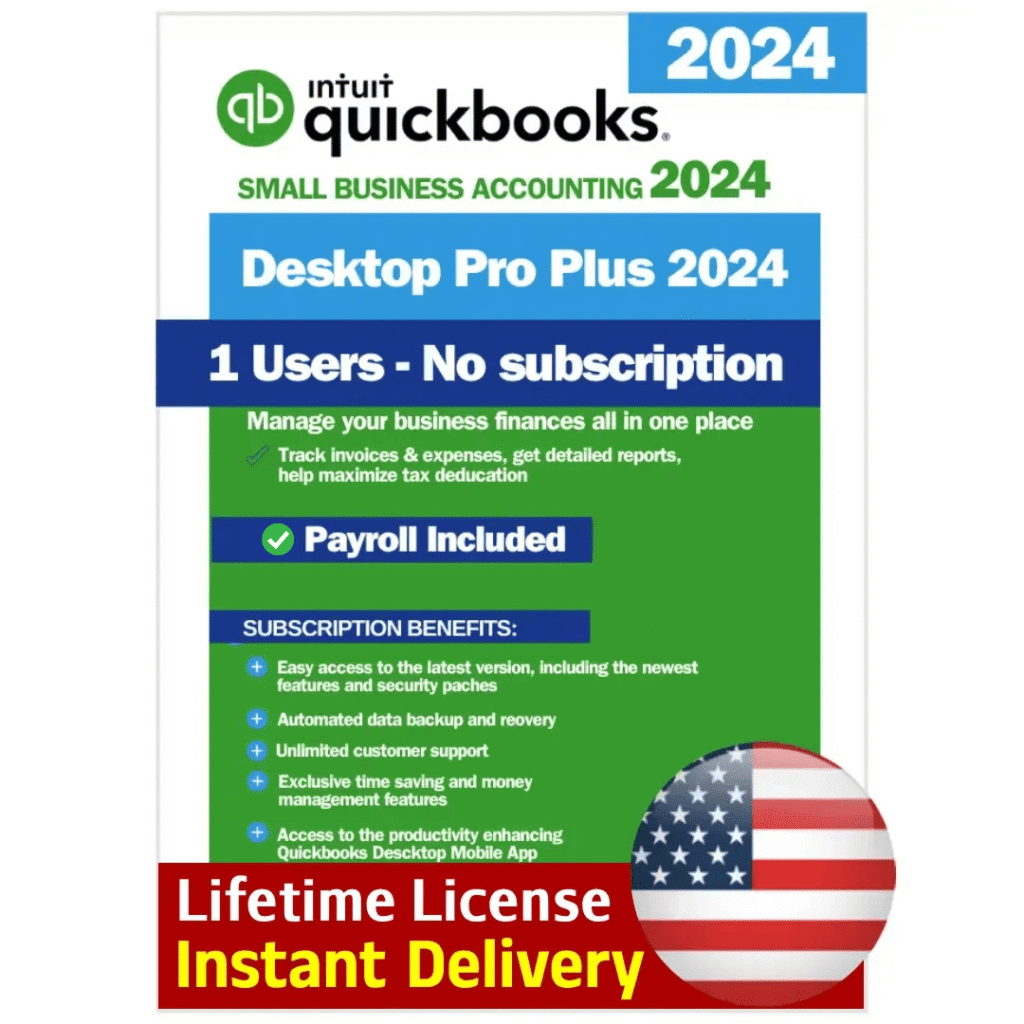 QuickBooks Pro Plus 2024 – 1 User Lifetime License with Payroll