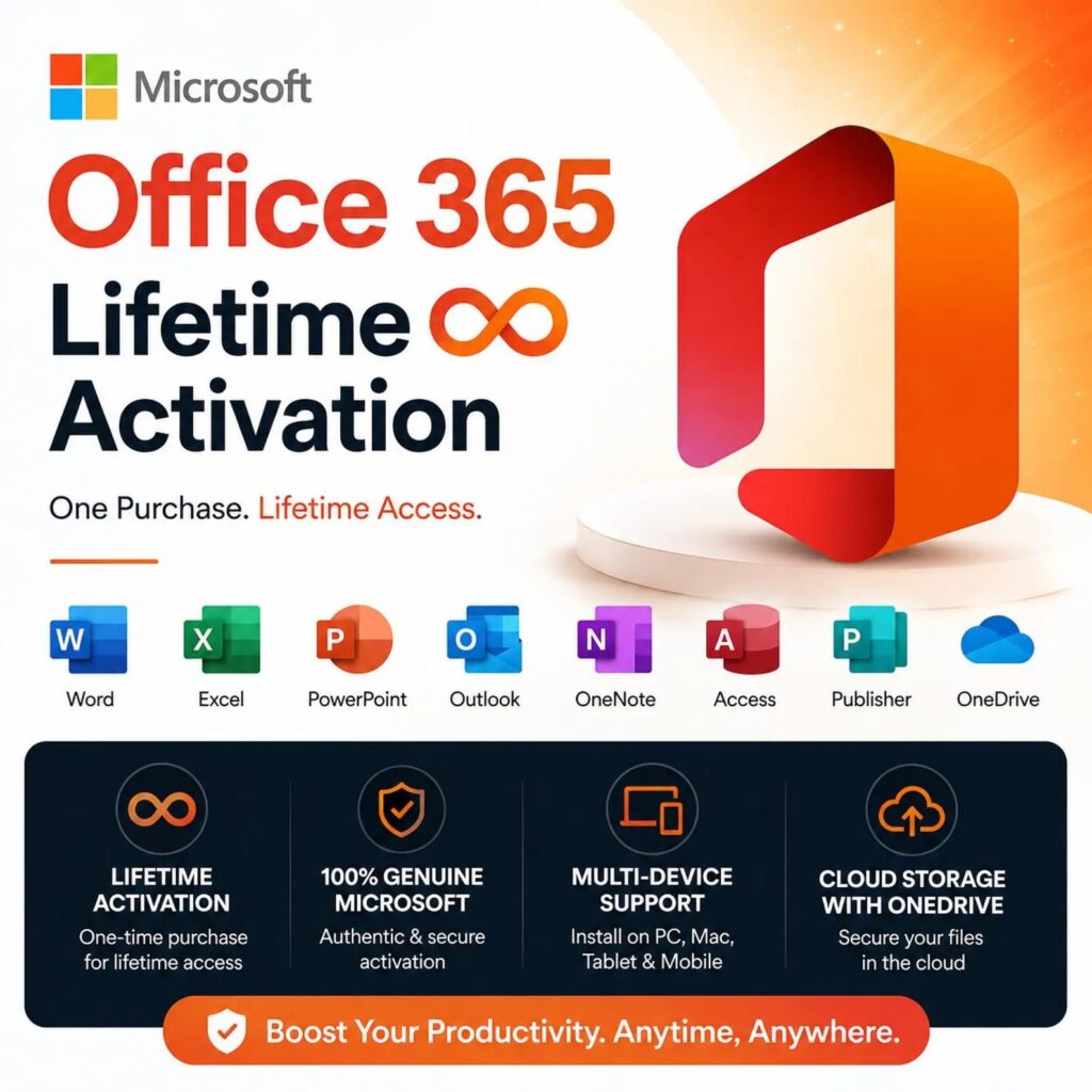 Microsoft Office 365 Lifetime Activation Digital License for Windows and Mac – Instant Delivery